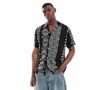 Jack & Jones - Camicia oversize con stampa a righe-Nero XL