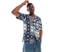 Jack & Jones - Camicia oversize con stampa fantasia-Blu navy S