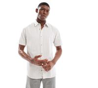 Jack & Jones - Camicia Oxford a maniche corte beige a righe-Neutro S