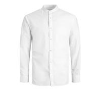 JACK & JONES Camicia slim tinta unita con collo coreano. Bianco