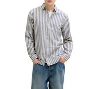 Jack&Jones camicia uomo a righe misto lino bianco verde