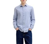 Jack&Jones camicia uomo manica lunga misto lino azzurro bianco