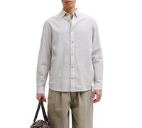 Jack&Jones camicia uomo manica lunga misto lino bianco beige