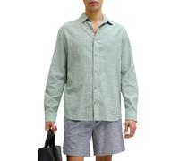 Jack&Jones camicia uomo manica lunga misto lino verde salvia