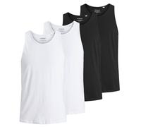 Jack&Jones Canotta Uomo, 4er Pacco - Jacbasic Canottiera, Bianco e Nero, Cotone