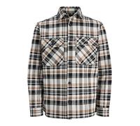 Jack & Jones Check Overshirt Jprrayle-Felpa a Quadri Melange L/S SN, Bianco, XS Uomo