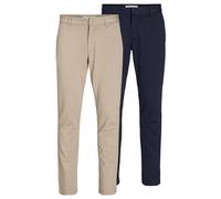 JACK & JONES Chino Pantaloni da uomo Slim Fit - Confezione da 2 pantaloni chino da uomo con elastico, Mid Rise, chiusura a gancio, classici pantaloni lunghi da uomo in poliestere e viscosa mix
