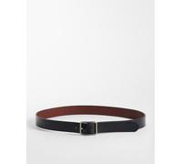 Jack & Jones - Cintura in pelle double-face nera e marrone-Nero 100 cm