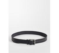 Jack & Jones - Cintura in pelle nera con cuciture-Nero 105 cm