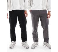 Jack & Jones - Confezione da 2 paia di chino ampi neri e grigi-Multicolore W36 L34