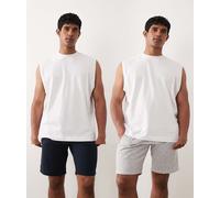 Jack & Jones - Confezione da 2 pantaloncini in jersey grigi e blu navy-Grigio XS