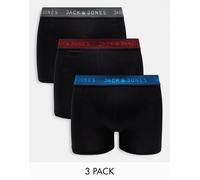 Jack & Jones - Confezione da 3 boxer aderenti neri con fascia in vita colorata-Nero S