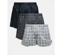 Jack & Jones - Confezione da 3 boxer neri a quadri-Nero XL