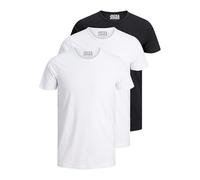 JACK & JONES Confezione da 3 magliette da uomo basic con scollo rotondo, tinta unita, slim fit, in bianco, nero, blu, grigio, 12167630, Confezione da 3 colori misti 3, L