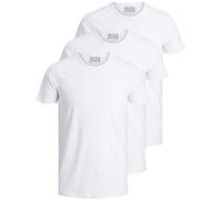 JACK & JONES Confezione da 3 magliette da uomo basic con scollo rotondo, tinta unita, slim fit, in bianco, nero, blu, grigio, 12167630, Confezione da 3 pezzi, colore, M