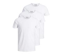 JACK & JONES Confezione da 3 magliette da uomo basic con scollo rotondo, tinta unita, slim fit, in bianco, nero, blu, grigio, 12167630, Confezione da 3 pezzi, colore, L