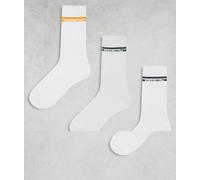 Jack & Jones - Confezione da 3 paia di calzini sportivi bianchi con righe a contrasto-Bianco One Size