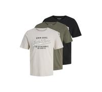 JACK & JONES - Confezione da 3 t-shirt Ethan da uomo, Verde oliva/Raggio di luna/Nero, M