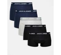 Jack & Jones - Confezione da 5 boxer aderenti blu navy, neri e grigi-Multicolore M