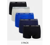 JACK&JONES ACCESSORIES Jacbasic Plain Trunks - Confezione da 5 pezzi, Trunks, Uomo, Nero (Black/Detail:Black - Navy blazer - Surf the web - LGM), L