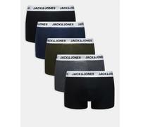 Jack & Jones - Confezione da 5 paia di boxer aderenti in colori scuri con logo-Multicolore L