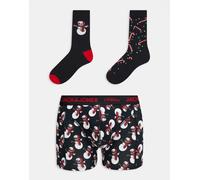 Jack & Jones - Confezione regalo natalizia con boxer aderenti e calzini con teschi-Nero 2XL