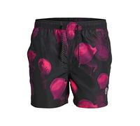 JACK & JONES Costume da Bagno da Uomo Jpstfiji Jjswim Core, Nero/Dettaglio: Rosa Yarrow, XL