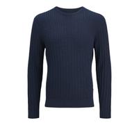 Jack & Jones - Jjeemil Knit Cable Crew Neck Noos Blu - Abbigliamento M Blu