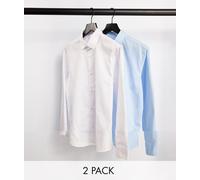 Jack & Jones - Essentials - Confezione da 2 camicie eleganti bianco e blu XL