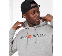 Jack & Jones Essentials - Felpa con cappuccio grigio mélange con logo M