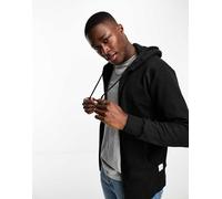 Jack & Jones Essentials - Felpa con cappuccio nera e zip lunga-Nero L