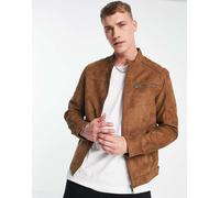 Jack & Jones Essentials - Giacca biker in camoscio sintetico color cuoio-Marrone XL