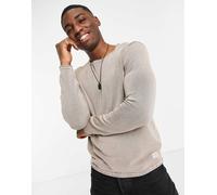 Jack & Jones Essentials - Maglione beige slavato con risvolto-Grigio L