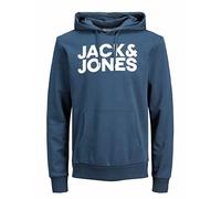 JACK & JONES Felpa con cappuccio da uomo con logo Corp, Insignia Blue/Print White, L