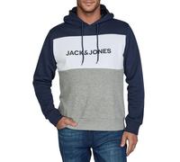 JACK & JONES Felpa con cappuccio da uomo con stampa JWHLOGO Blocking Regular Fit Plus Size Felpa con cappuccio Pullover Verde Blu Beige Navy S M L XL XXL 3XL 4XL 5XL 6XL 7XL 8XL, Blazer blu marine, S