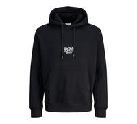 JACK & JONES Felpa con cappuccio da uomo, in misto cotone e poliestere, con logo, morbida fodera interna e polsini a coste, felpa con cappuccio per uomo, facile da pulire, per il tempo libero e l'uso