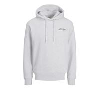 JACK & JONES Felpa con Cappuccio e Coulisse Stampa Logo, Colore:Grigio Chiaro, Dimensione Maglia:L