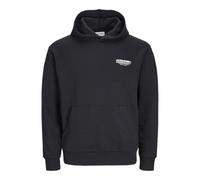 JACK & JONES Felpa con Cappuccio e Logo Male Plus Size, Nero, 4XL