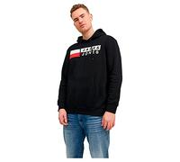 JACK & JONES Felpa con Cappuccio Maglione Copricapo Basic Taglie Grandi, Colore:Nero, Dimensione Maglia:4XL