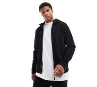 Jack & Jones - Felpa con cappuccio tecnica nera con zip in coordinato-Nero XS