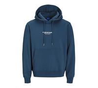 JACK & JONES, Felpa da uomo con cappuccio stampata, blu (Insignia Blue), M