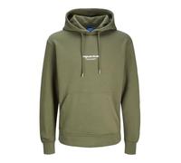 JACK & JONES, Felpa da uomo con cappuccio stampata, Oliva impolverato, XL