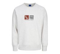 JACK & JONES Jorportland-Felpa con Scollo Rotondo Maglia di Tuta, Bianco Brillante/Dettaglio: mélange, M Uomo