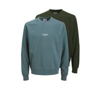 JACK & JONES Felpa 'JJESoho' giada / verde scuro / bianco Uomo JACK & JONES S