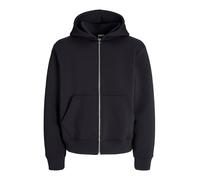 Jack & Jones - Felpa oversize in tessuto effetto scuba nera con cappuccio e doppia zip-Nero M