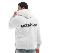 Jack & Jones - Felpa oversize grigia con cappuccio e scritta stampata sul retro-Grigio L