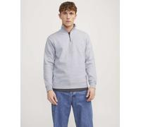 Jack & Jones - Felpa oversize grigio mélange chiaro con zip corta XXL