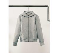 Jack & Jones - Felpa oversize in tessuto effetto scuba color grigio mélange con cappuccio e doppia zip 3XL