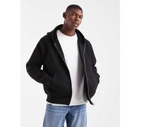 Jack & Jones - Felpa oversize in tessuto effetto scuba nera con cappuccio e doppia zip-Nero XL