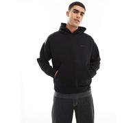 Jack & Jones - Felpa oversize in tessuto effetto scuba nera con cappuccio-Nero XL